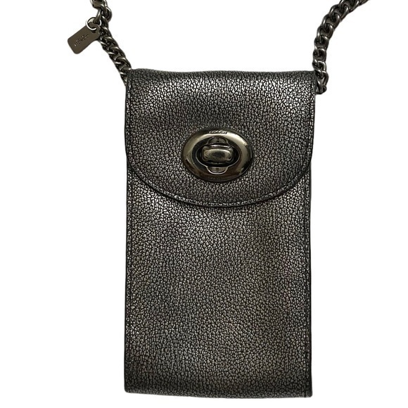 Coach silver mini turnlock crossbody bag